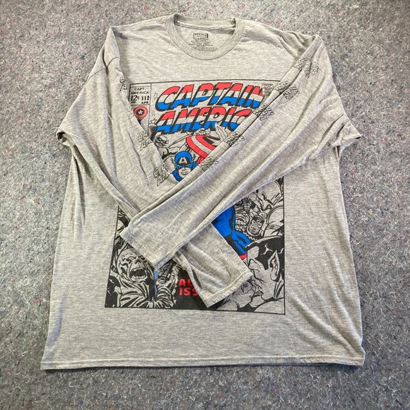 Marvel Comics Captain America Mens Gray Long-Sleeve Size XL - Picture 2 of 7